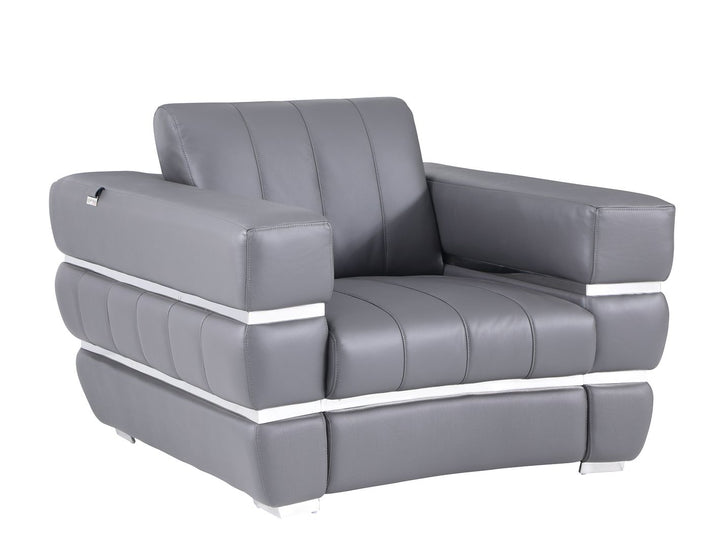 DivanItalia 904 Chair in Top-Grain Italian Leather - Dark Gray