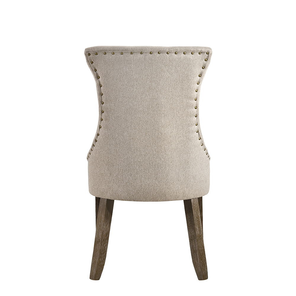 Gabrian - Side Chair Set of 2) - Two-Tone Beige Fabric & Reclaimed Gray