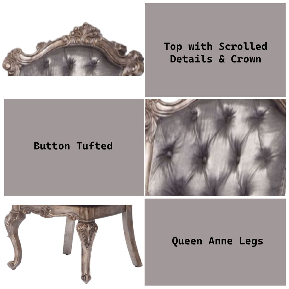 Chantelle - Side Chair Set of 2) - Silver Gray Silk-Like Fabric & Antique Platinum