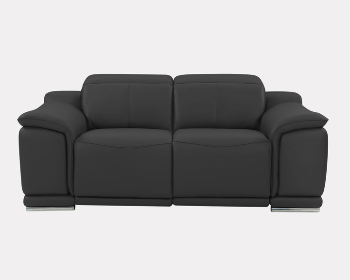 DivanItalia 9762 Black Italian Leather Modular Loveseat
