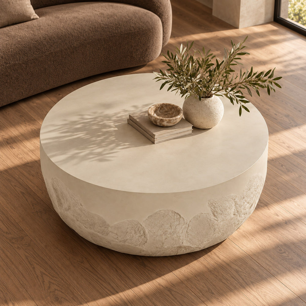 Elgon - Modern Grey Concrete Round Coffee Table