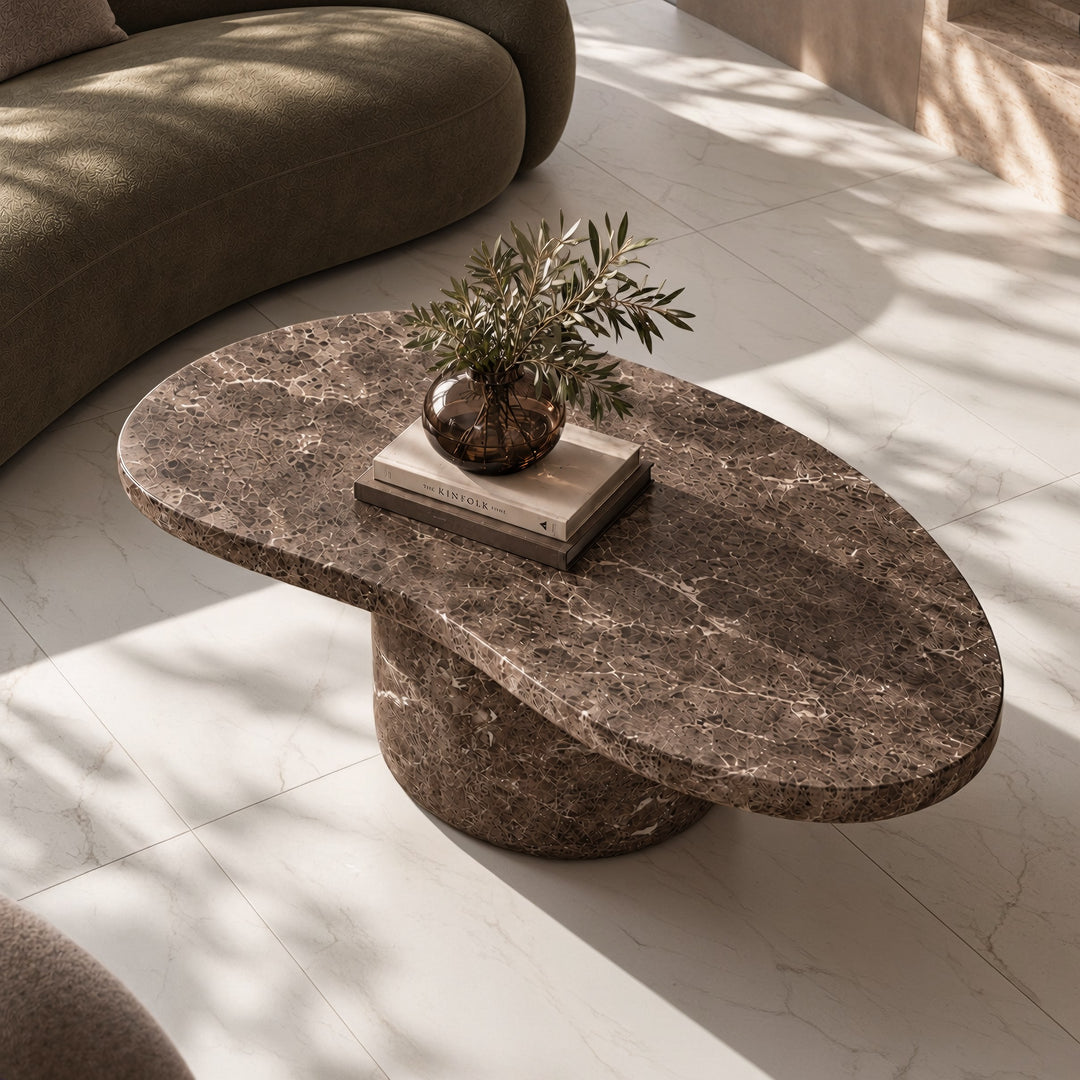 Kazbek - Modern Faux Marble Concrete Coffee Table