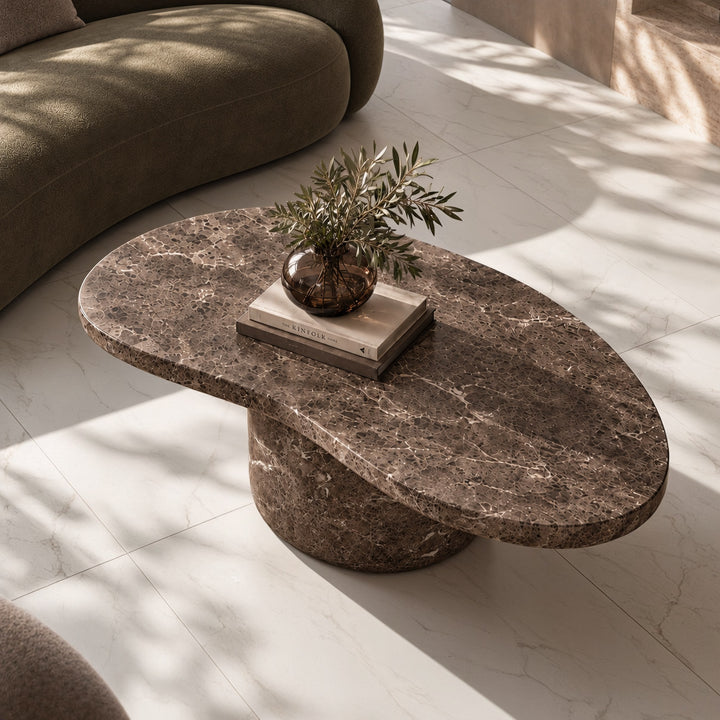 Kazbek - Modern Faux Marble Concrete Coffee Table