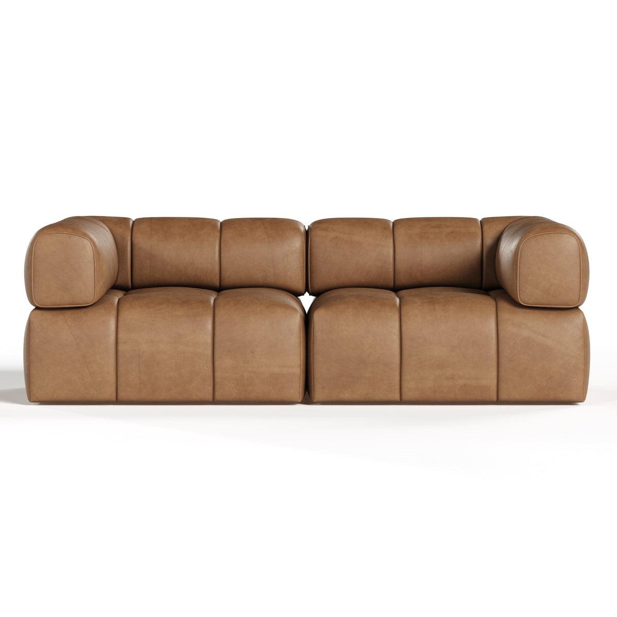 Everest - Modern Brown Leather Modular Sectional Sofa-2-Piece Sectional