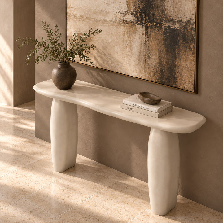 Slone - Modern Beige Concrete Console Table
