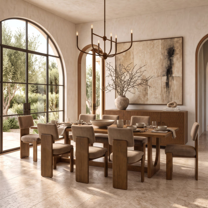 Solis - Modern Walnut 9-Piece Dining Set
