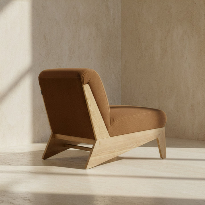 Vance - Modern Brown Fabric + Wood Accent Chair