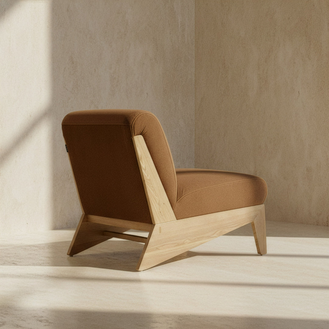 Vance - Modern Brown Fabric + Wood Accent Chair