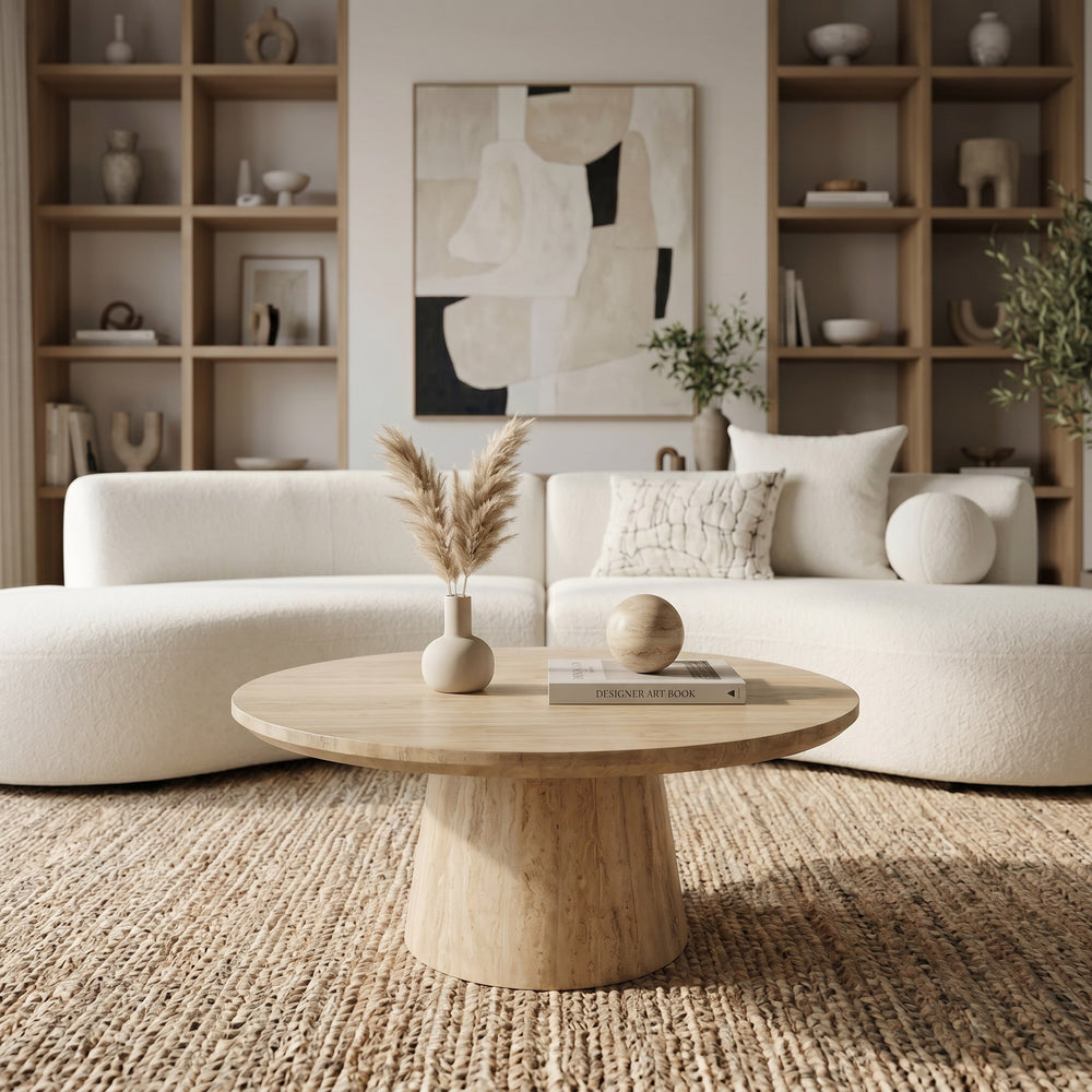 Velma - Modern Travertine Marble Coffee Table - View 3