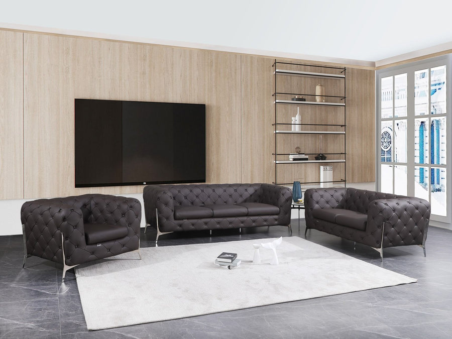 Global United Furniture DivanItalia 970 Italian Leather Brown Sofa Set