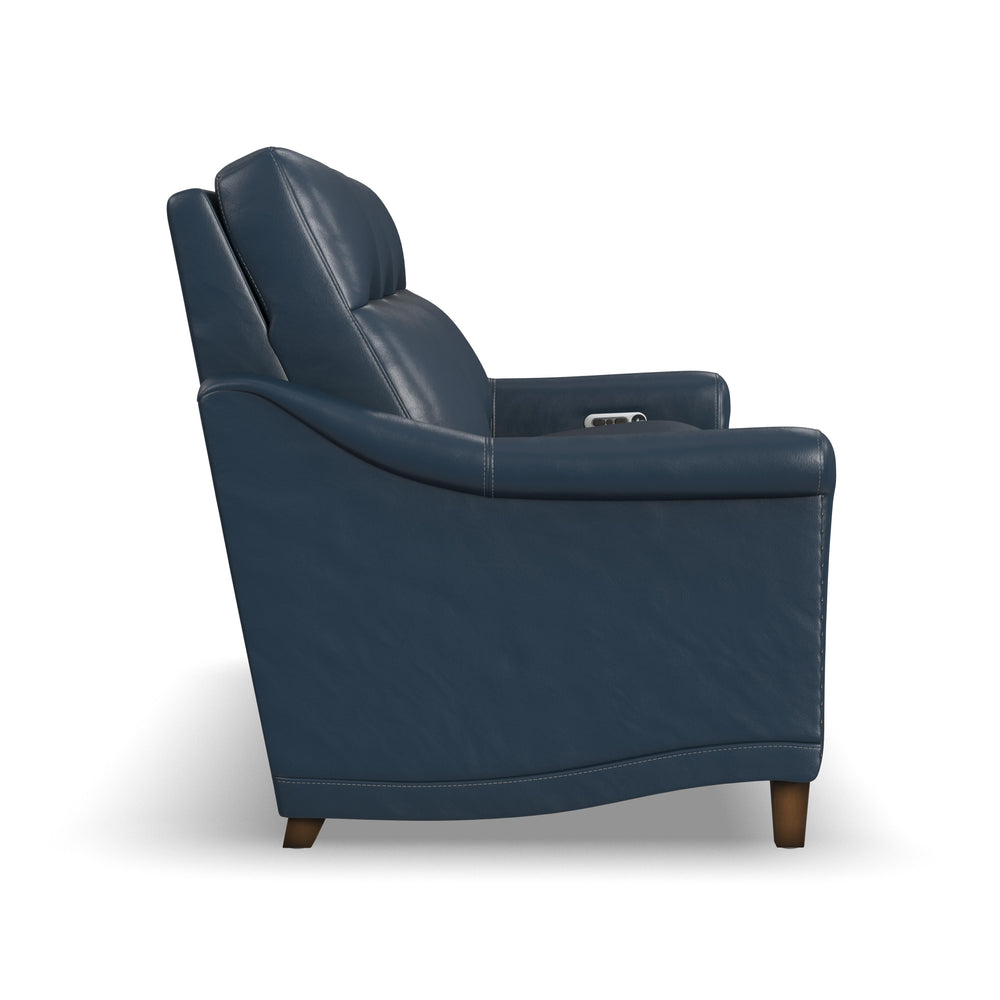 Elizabeth Leather Power Recliner with Power Headrest in Sea