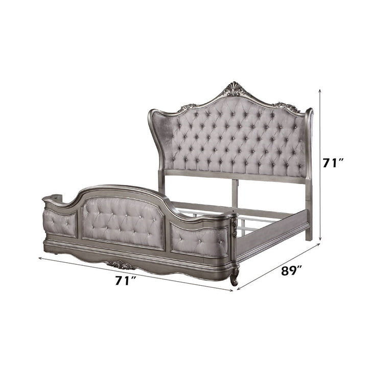 Ariadne - Queen Bed - Velvet & Antique Platinum