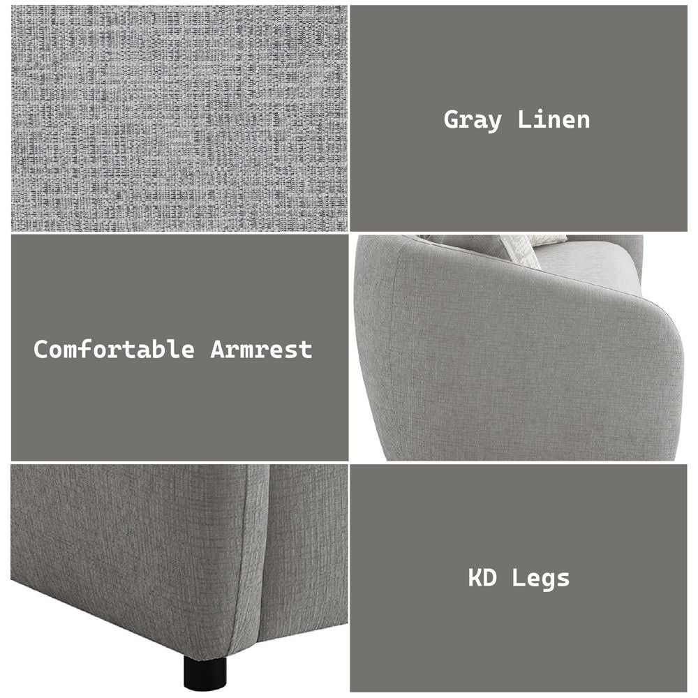 Etienne - Sofa With 3 Pillows - Gray Linen