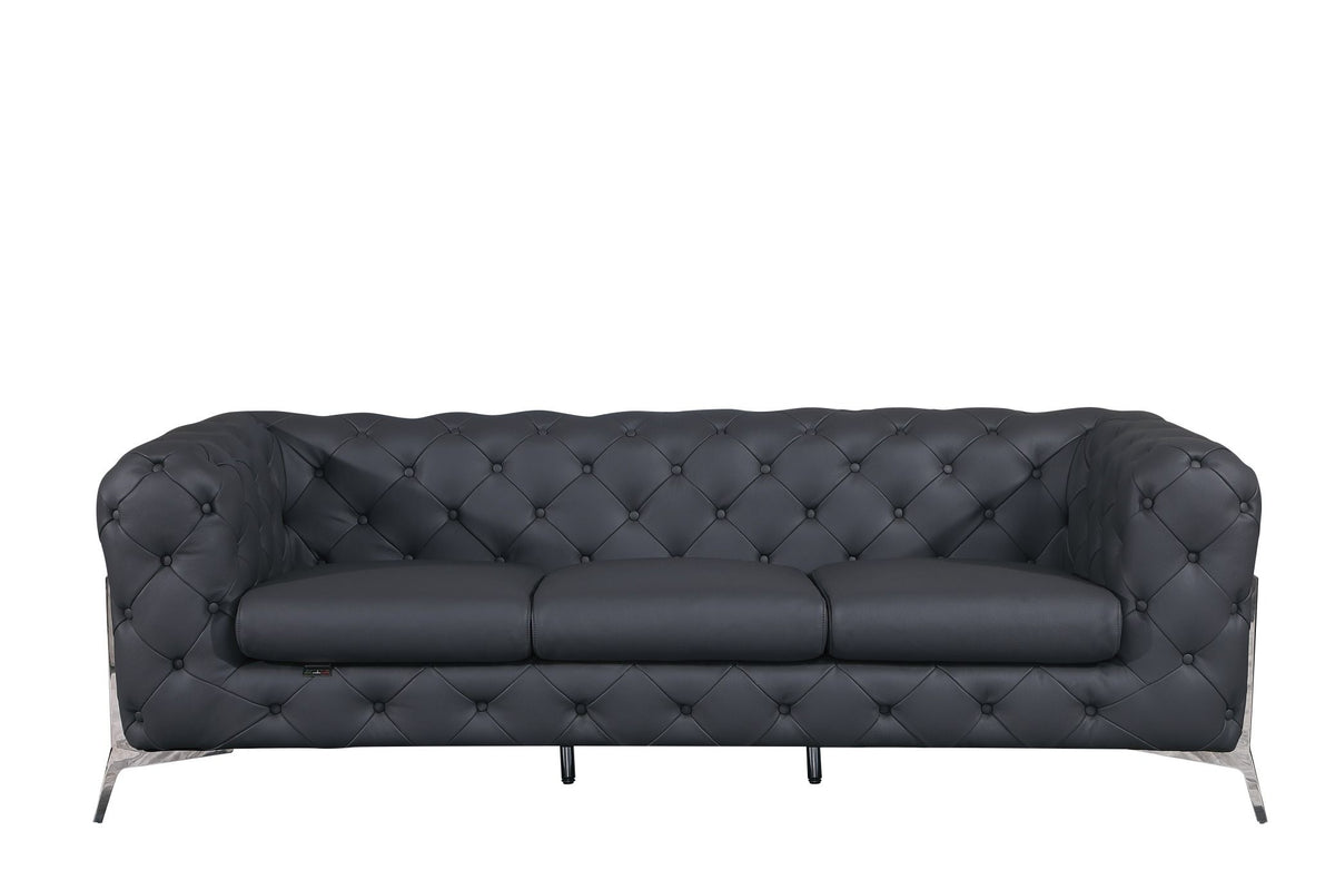 DivanItalia 970 Italian Leather Dark Gray Sofa Set - alternate view 2