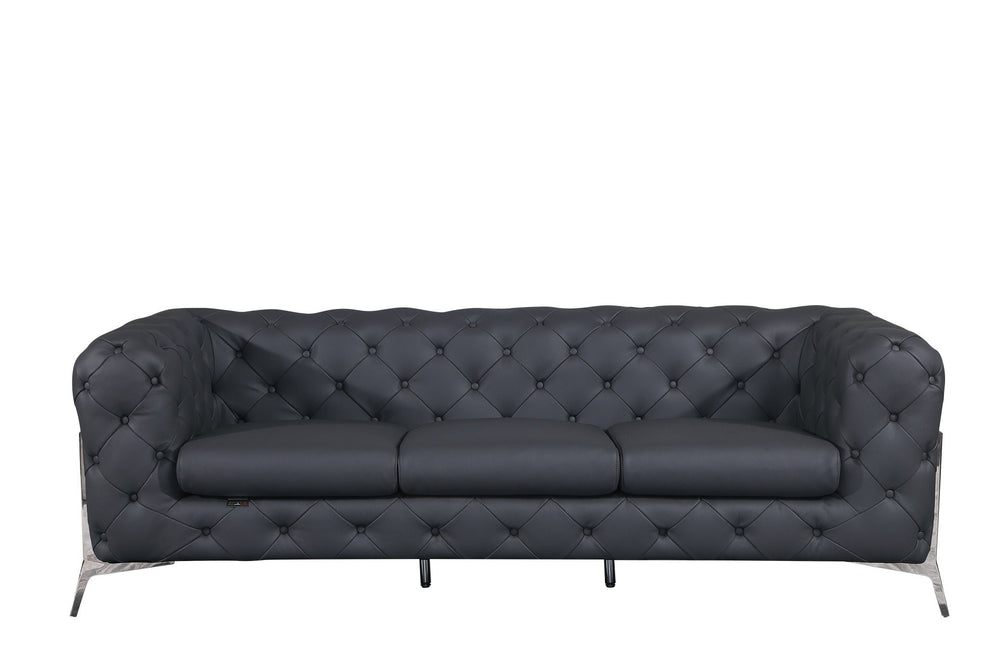 DivanItalia 970 Italian Leather Dark Gray Sofa Set - alternate view 2