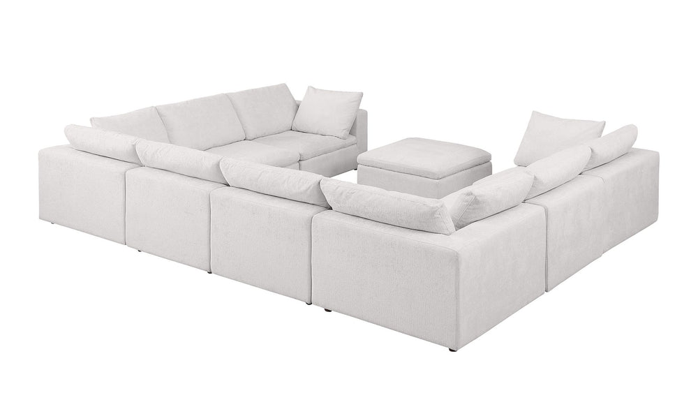 DivanItalia 1100 9-Piece U-Shaped Sectional in Top-Grain Italian Leather - Pearl