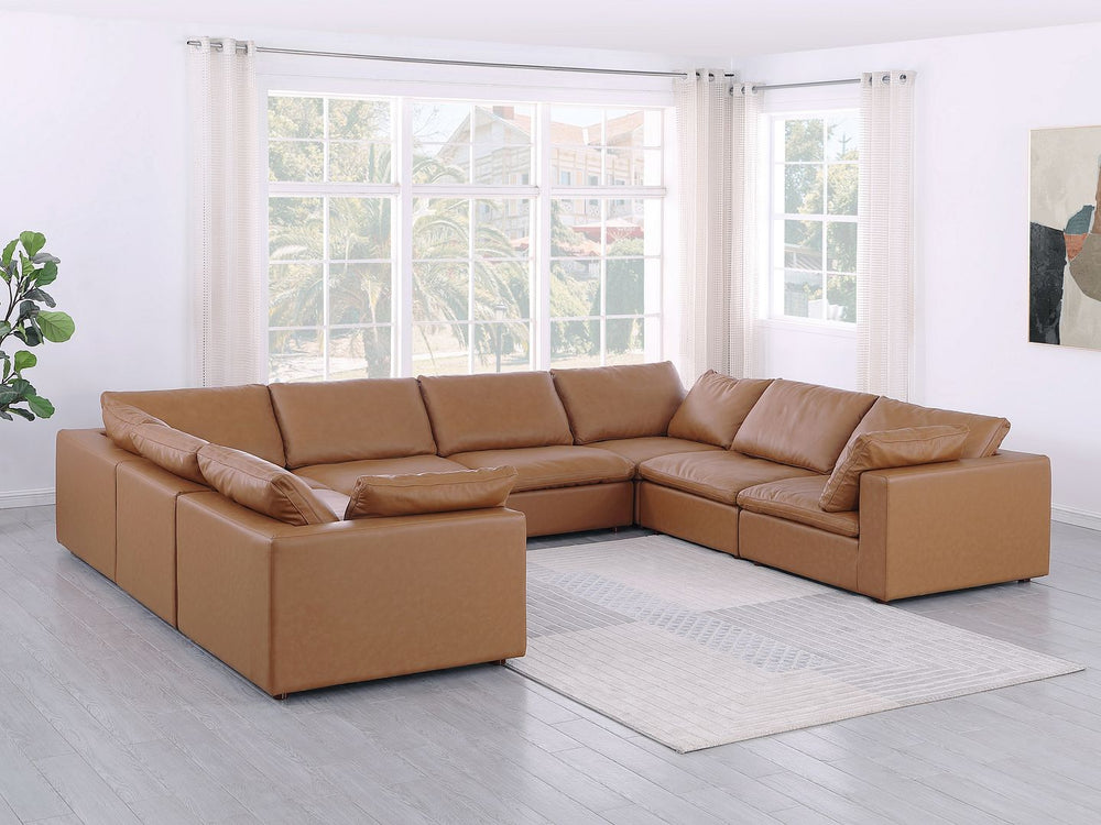 DivanItalia 1100 8-Piece U-Shaped Sectional in Top-Grain Italian Leather - Cognac