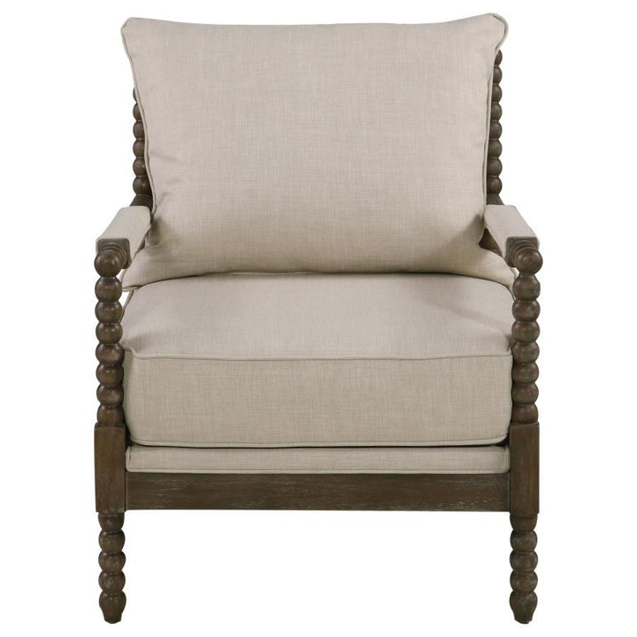 Blanchett - Upholstered Bobbin Accent Chair - Beige And Natural