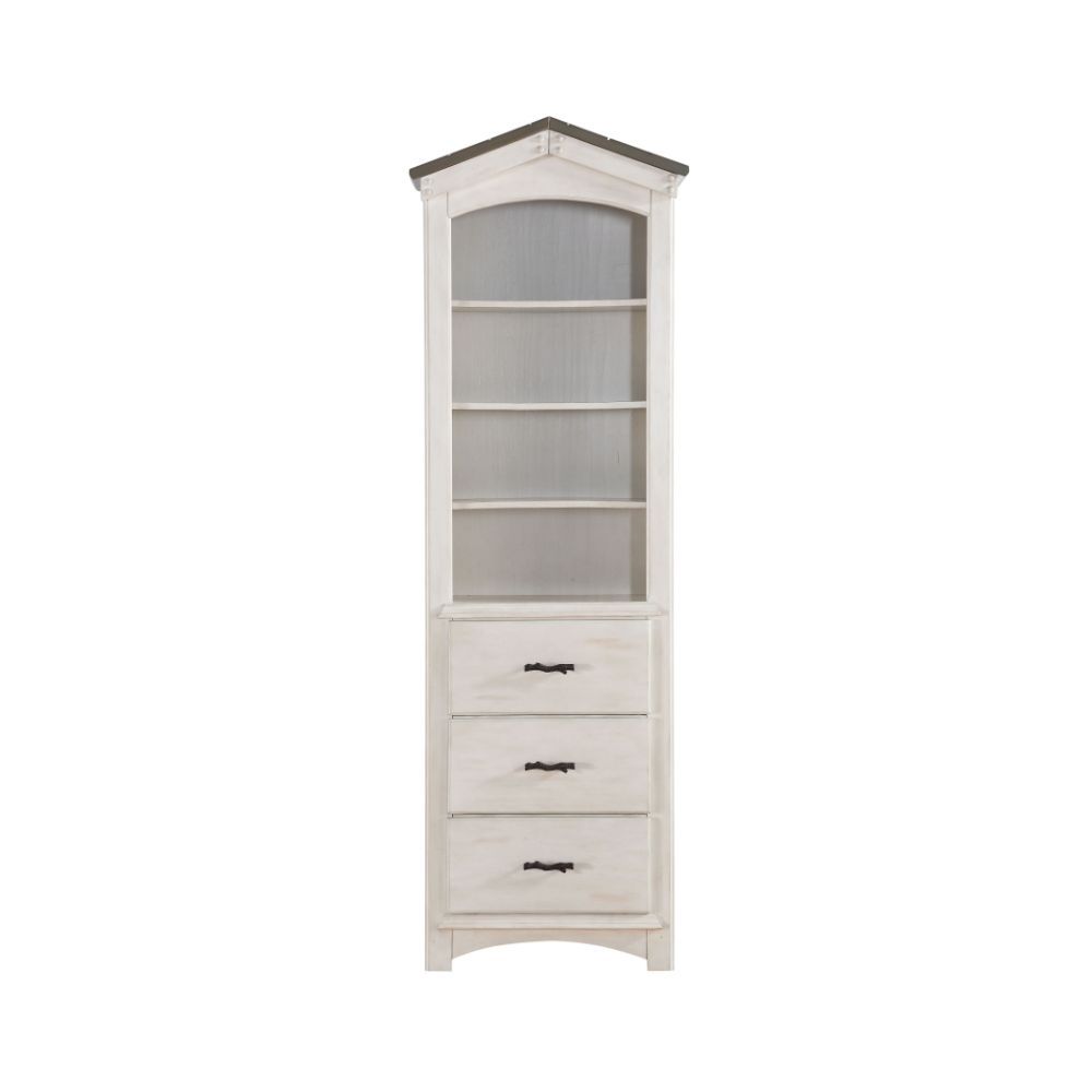 Tree House - Bookcase Cabinet - Weathered White & Washed Gray