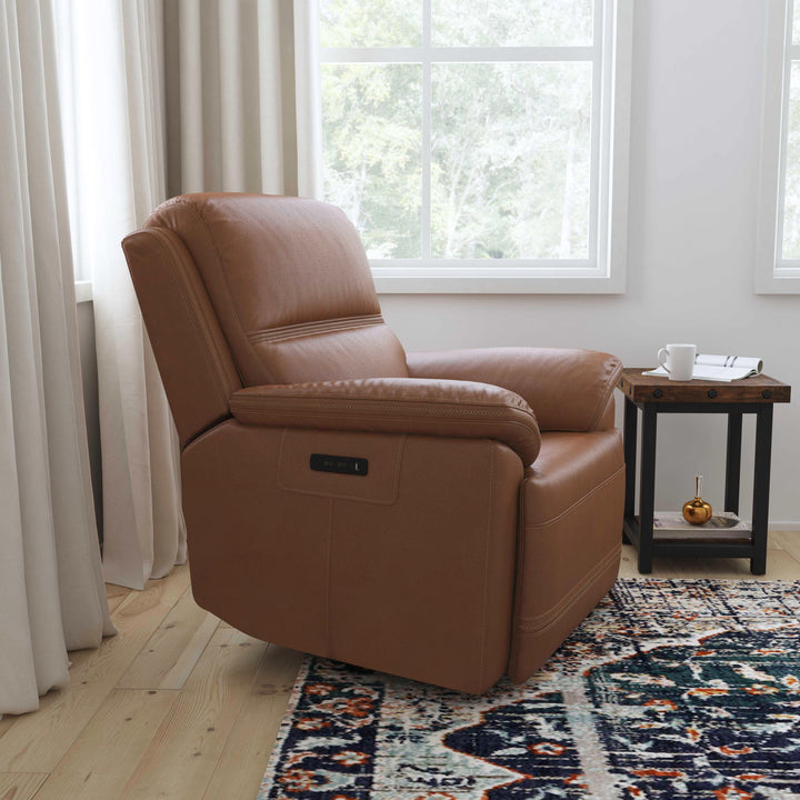 Jackson Leather Power Recliner with Power Headrest in Whiskey