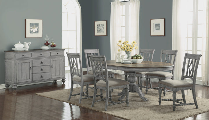 Plymouth  Round Pedestal Dining Table  Gray