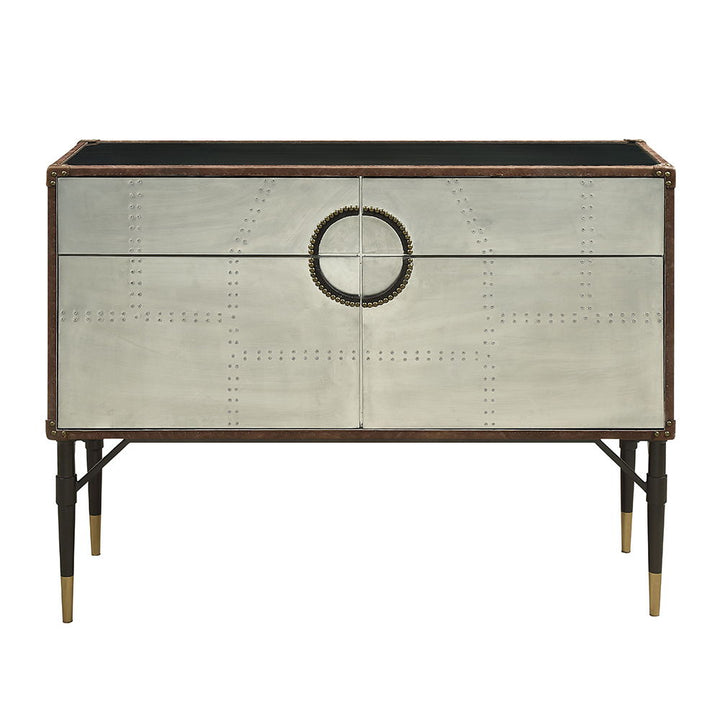 Brancaster - Console Cabinet - Top Grain Leather & Aluminum