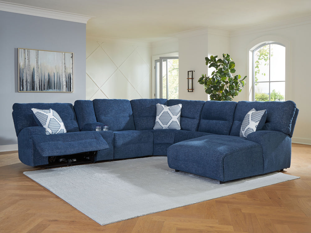 Acklen Place - 6-Piece Power Reclining Sectional With Raf Power Reclining Back Chaise - Navy by Ashley Furniture product image