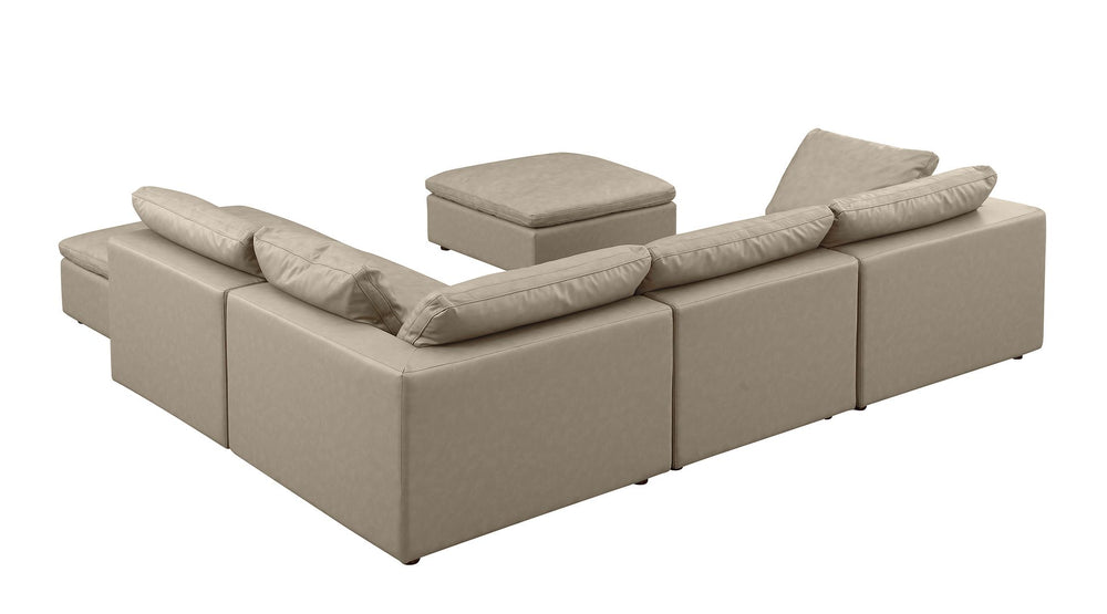 DivanItalia 1100 6-Piece Right Arm Facing 3-Seat Sectional – Top-Grain Italian Leather - Beige