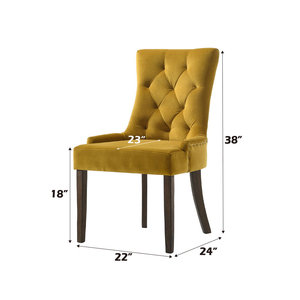 Farren - Side Chair Set of 2) - Yellow Velvet & Espresso