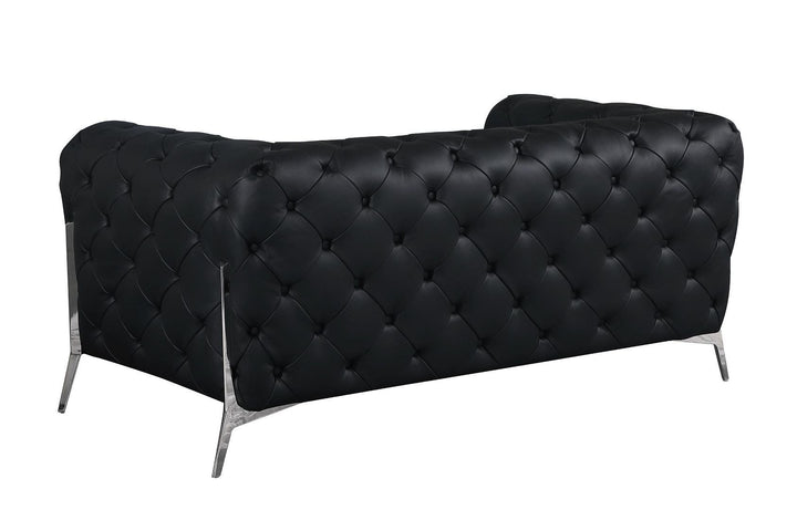 DivanItalia 970 Loveseat in Top-Grain Italian Leather - Black