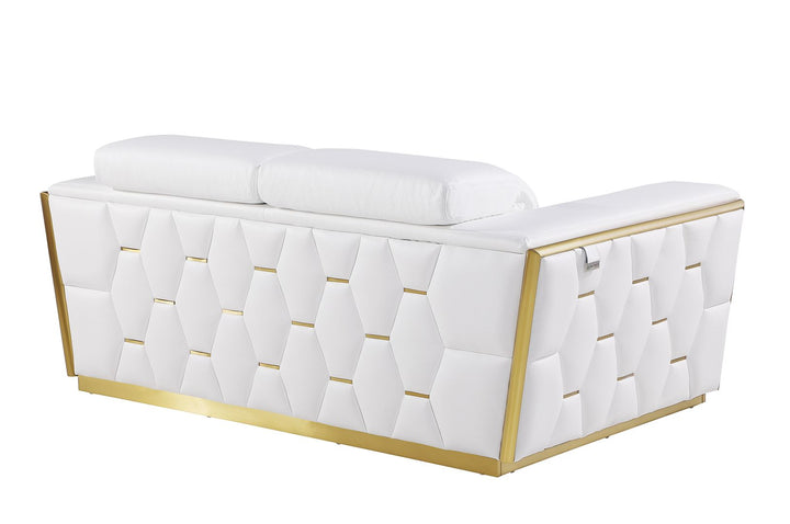 DivanItalia 1111 Loveseat with Adjustable Headrest in Top-Grain Italian Leather - White