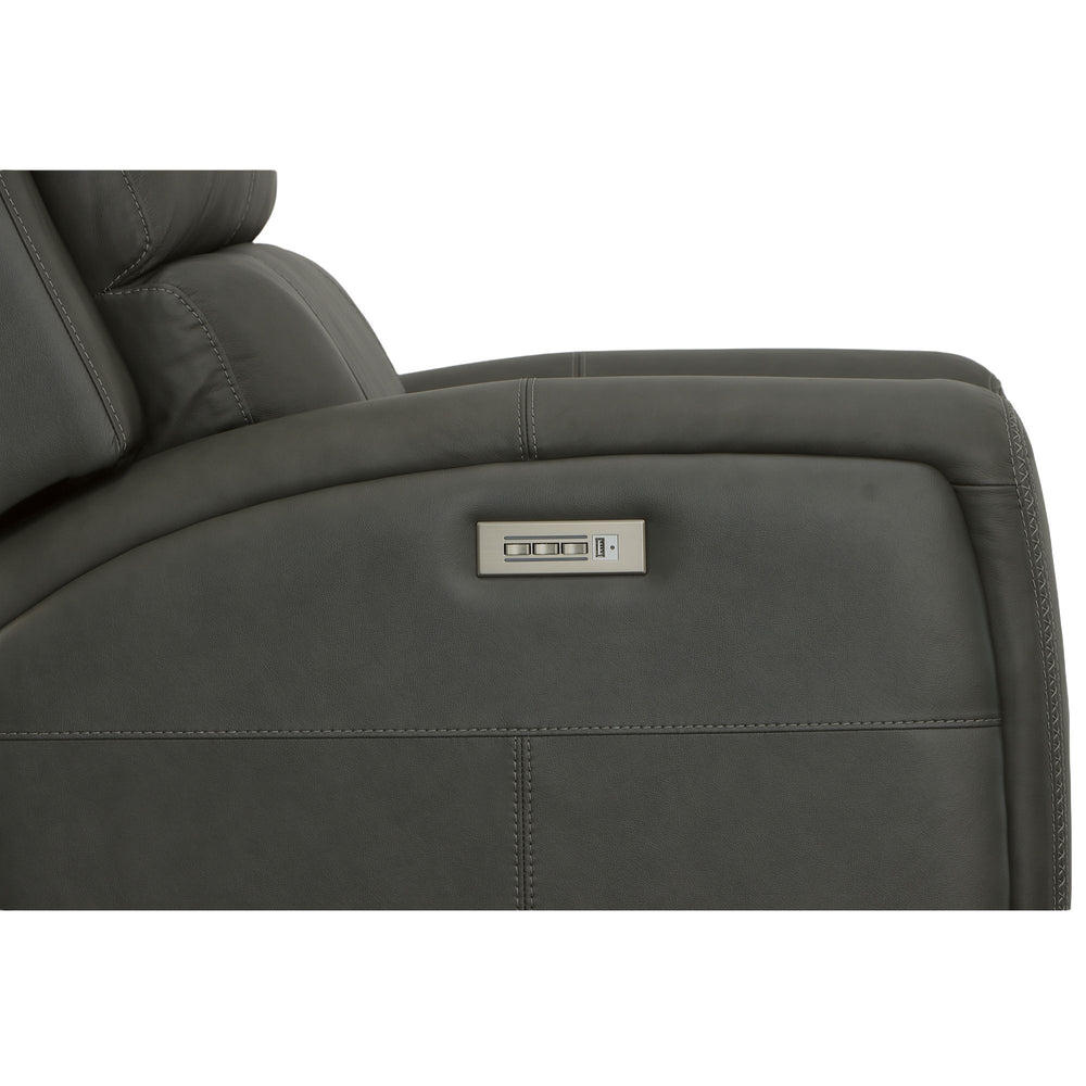 Linden Leather Power Recliner with Power Headrest & Lumbar in Charcoal