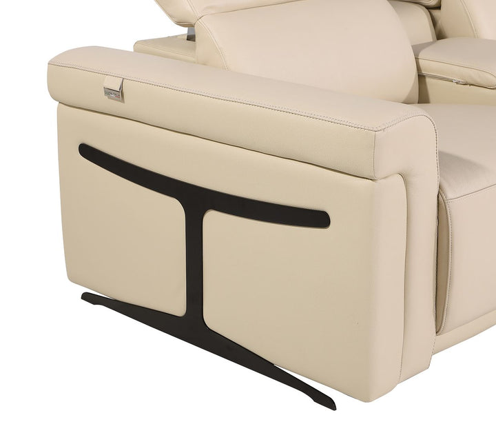 DivanItalia 1126 7-Piece L-Shaped Sectional Sofa in Top Grain Italian Leather with 3 Power Recliners &amp; Power Headrests - Beige
