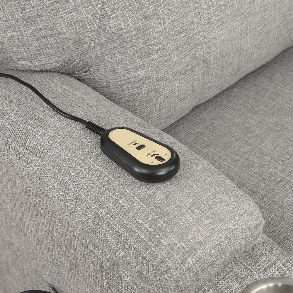 Evander - Recliner With Power Lift & Massage - Light Gray Chenille