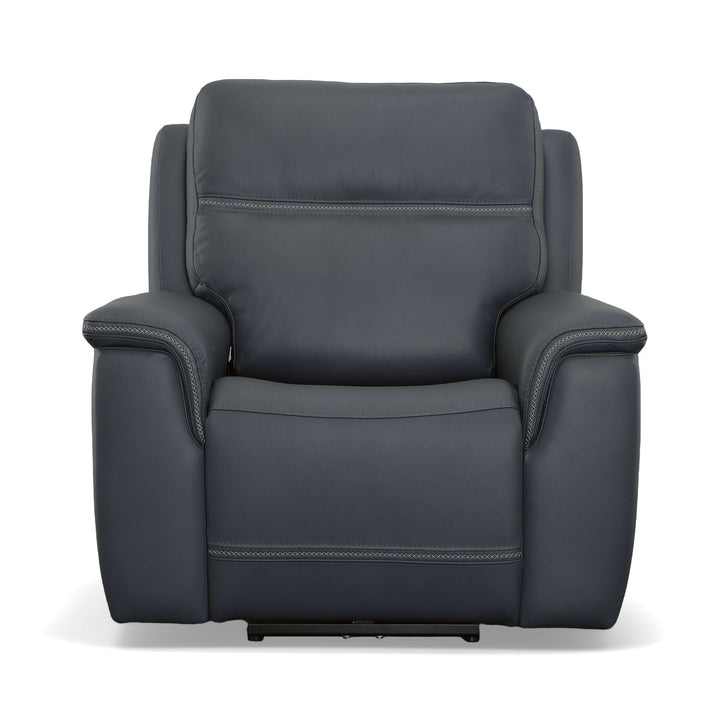 Sawyer Leather Power Recliner with Power Headrest &amp; Lumbar in Marine