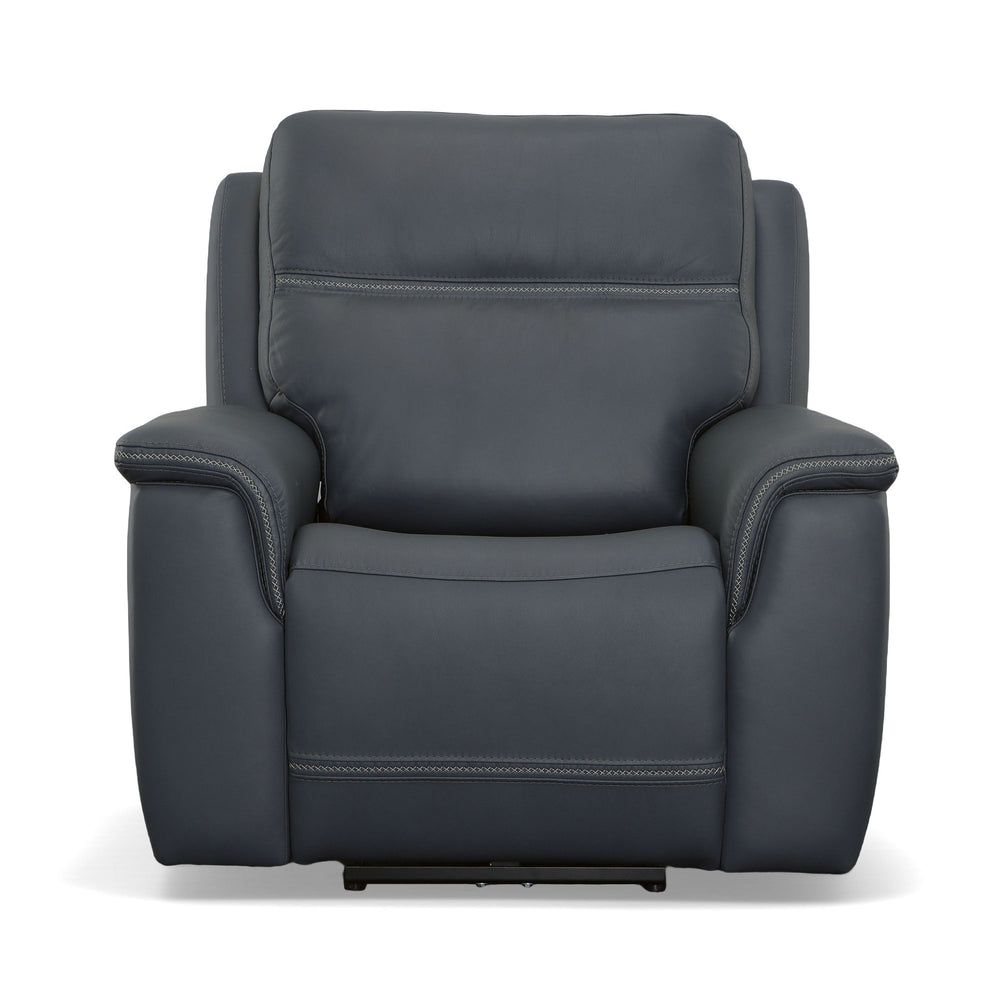 Sawyer Leather Power Recliner with Power Headrest & Lumbar in Marine