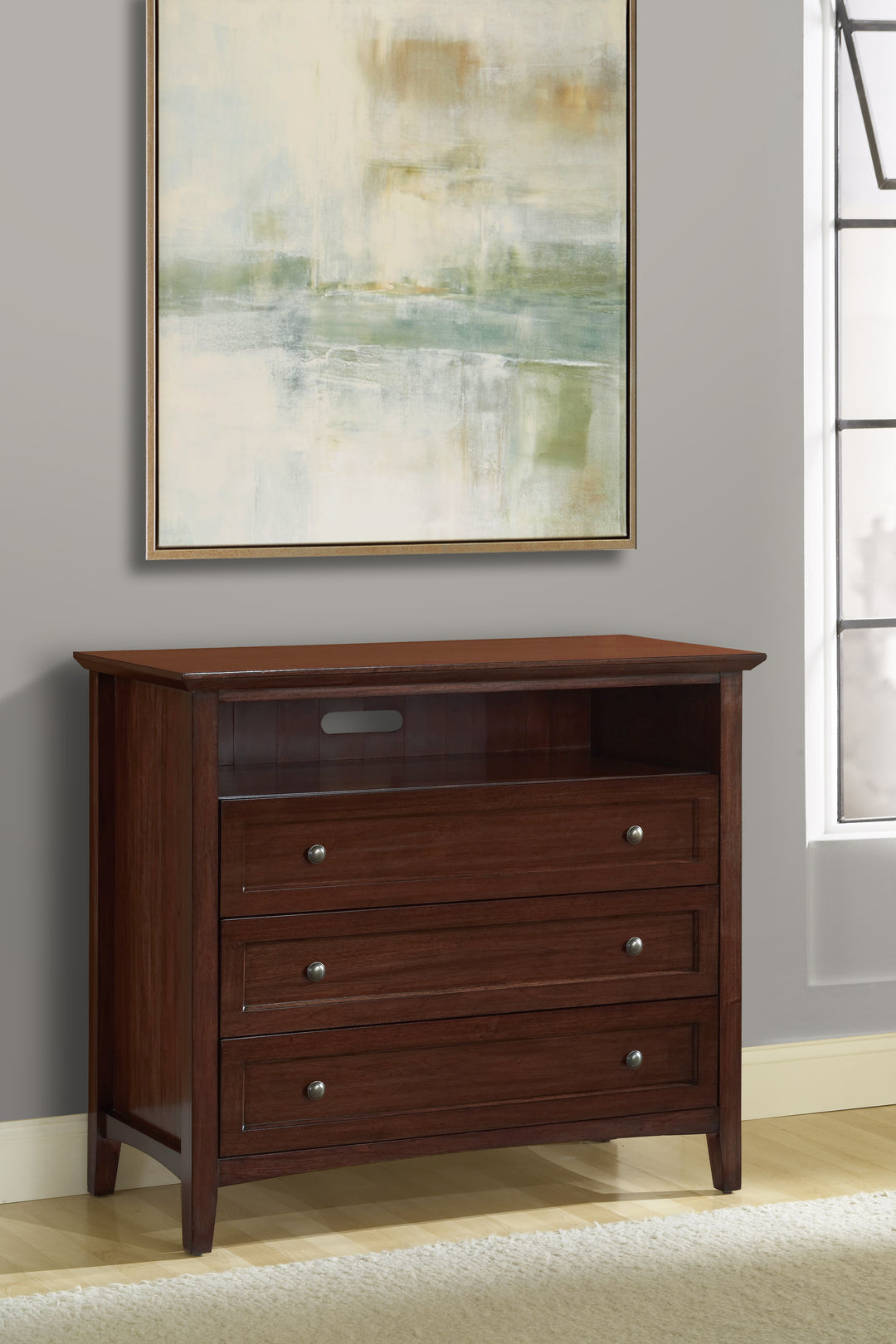Modus Furniture 4N3589 Paragon Three Drawer Media Chest In Truffle