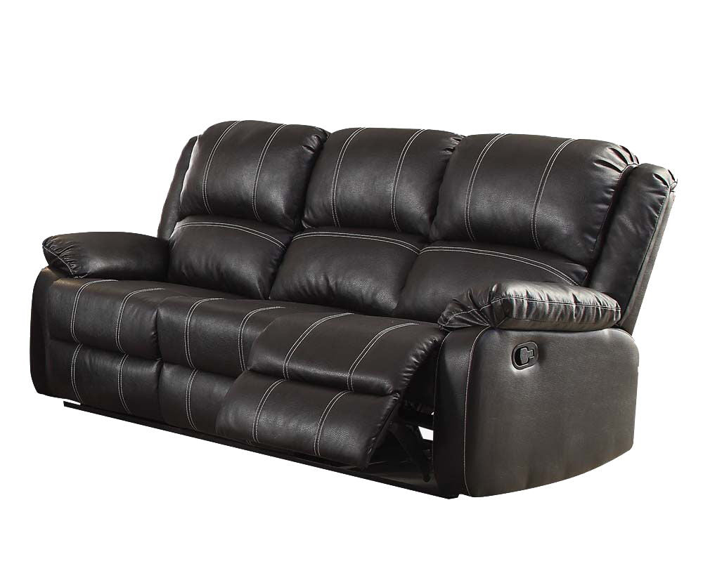Zuriel - Synthetic Leather 3 Piece Living Room Recliner Set - Black