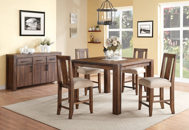 Modus Furniture 3F4162 Meadow Solid Wood Square Counter Table In Brick Brown