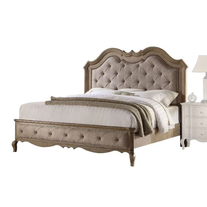 Chelmsford - Eastern King Bed - Beige Fabric & Antique Taupe