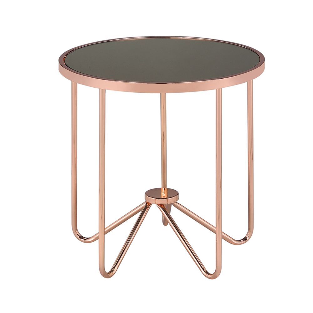 Alivia - End Table - Rose Gold & Smoky Glass