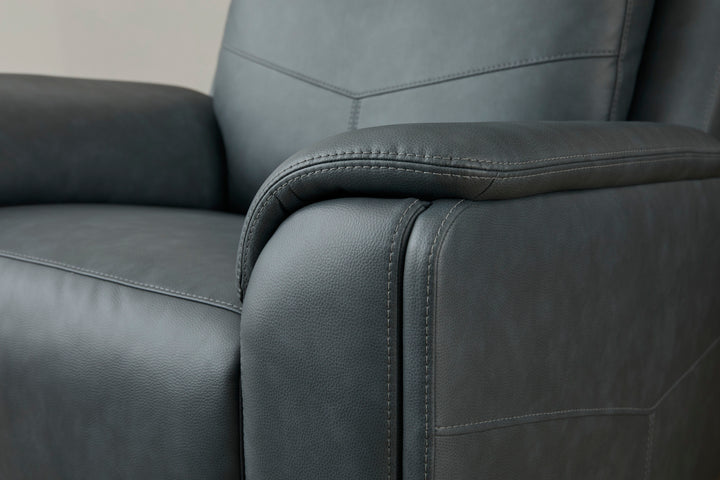 Vernon Fabric Power Swivel Gliding Recliner with Power Headrest, Lumbar, Heat &amp; Massage in Admiral