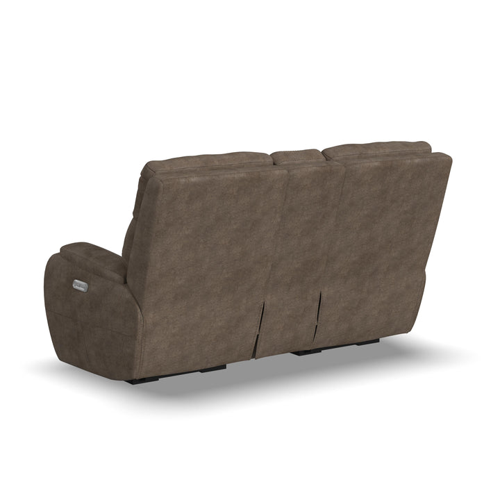Strait Leather Power Reclining Loveseat with Console &amp; Power Headrests