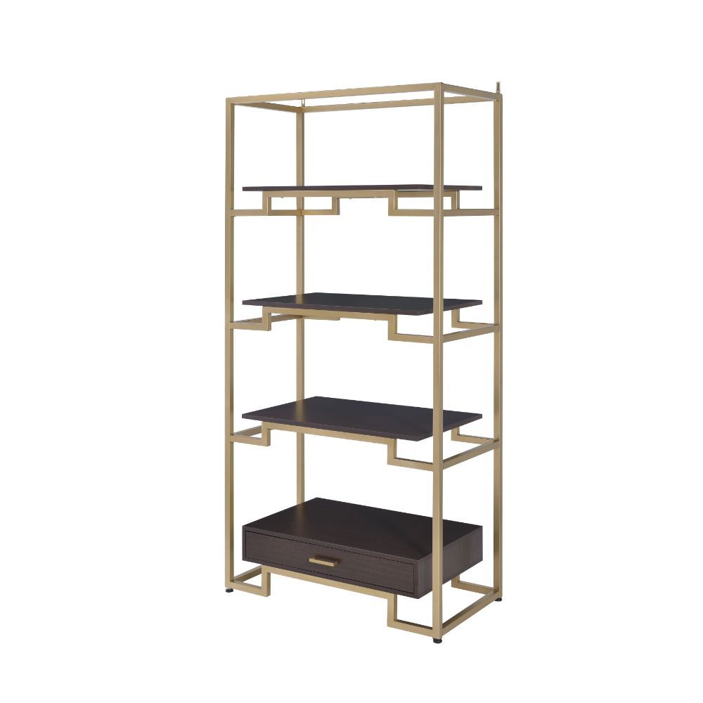 ACME Furniture Yumia Bookshelf Gold & Walnut