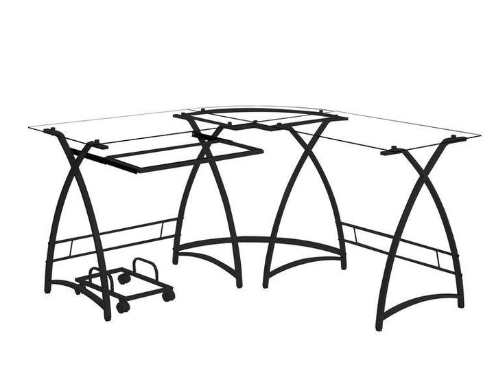 Dazenus - Computer Desk - Clear Glass Top & Black