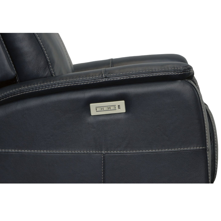 View Leather Power Swivel Recliner with Power Headrest in Ocean