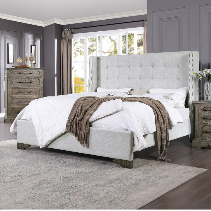 Artesia - Queen Bed - Tan Fabric & Salvaged Natural