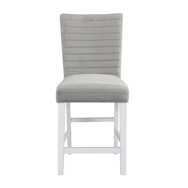 Elizaveta - Counter Height Chair Set of 2) - Gray Velvet &White High Gloss