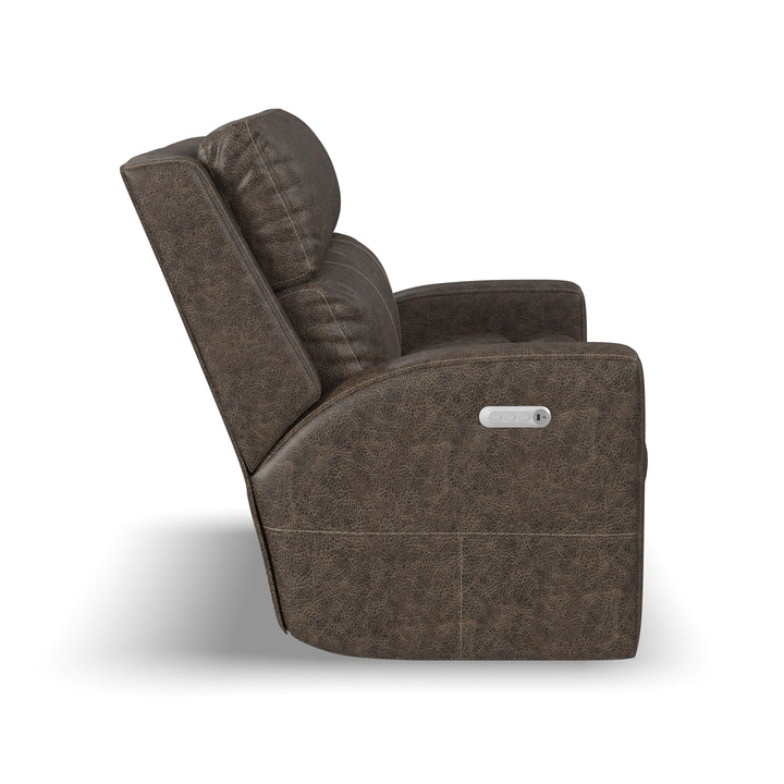 Score Leather Power Reclining Loveseat with Power Headrests &amp; Lumbar