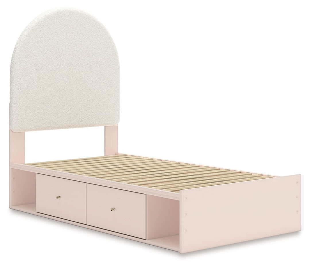 Wistenpine - Twin Upholstered Panel Bed With Under Bed Storage - Blush by Ashley Furniture product image